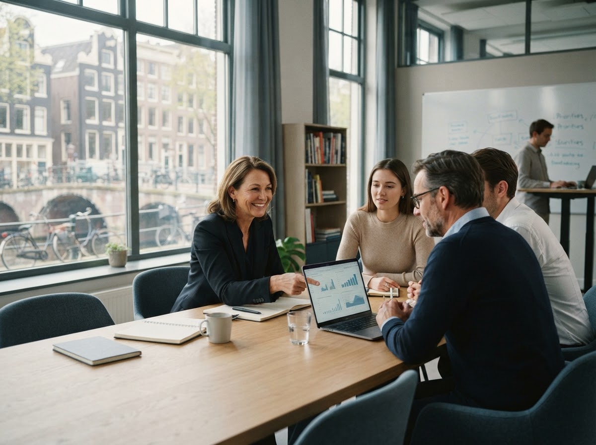 Lei Rendwiel team dat data-analyse uitvoert